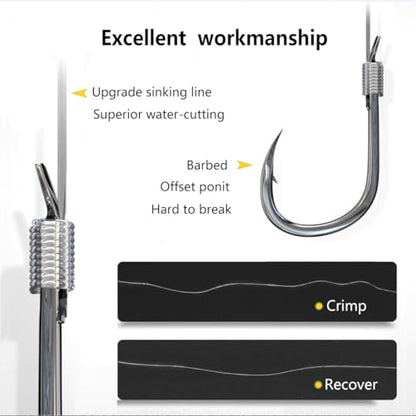 AMHDV Pre Tied Fishing Hooks on Line, Small Fish Hook with Leaders (Pack of 20) - size: 12# (2.2-4.4lb)