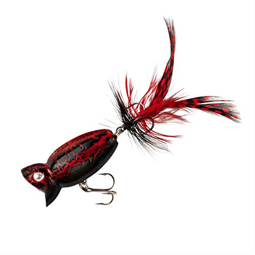 Arbogast Hula Popper 2.0 Topwater Fishing Lure with Feathered Treble Hook and Crackle Pattern Body - color: Black Death