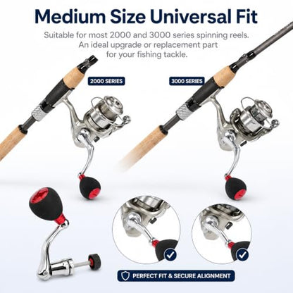 Universal Fishing Reel Handle Replacement, 2000 3000 Rocker Arm Grip | Spinning reel handle replacement with metal knobs; great fishing reel replacement parts for Penn and spinning reel gear.