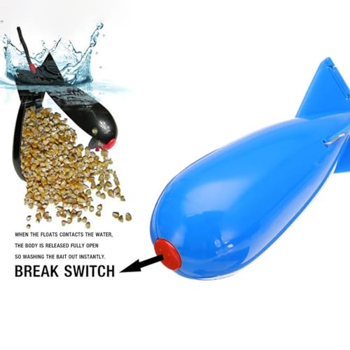 Rocket Bait Feeder - Lightweight Fishing Bait Feeder, Carp Fishing Feeder with Rocket Shape | Carp Fishing Tackle, Fishing Lure, Fishing Bait Cage Float Thrower Suitable for Swimbait Swimming Lures - color: Blue