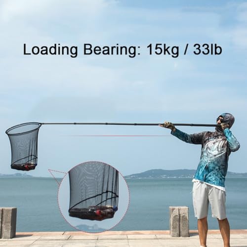 Carbon Fiber Telescoping Fishing Landing Net with Collapsible Pole and Lightweight Folding Frame, 33lb Load Bearing 2.4m Length - color: 3.0m