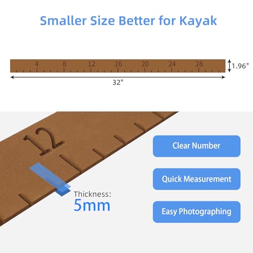 Fish Ruler 32in EVA Foam Fish Measuring Ruler with Self-Adhesive Backing for Fishing Kayaks Accessories, Fish Ruler Measurement Sticker Tool for Fish Kayak - color: Brown