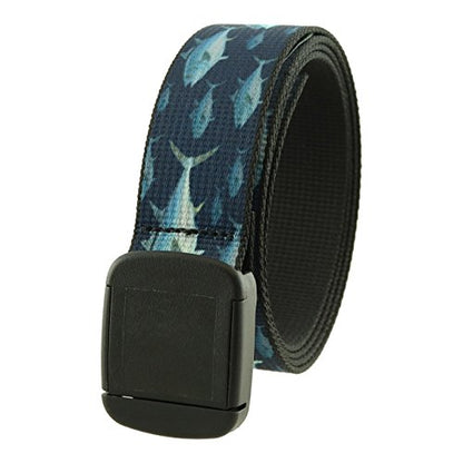Thomas Bates Fish Pattern Metal Free Hiker Web Belts - color: Bluefin Tuna