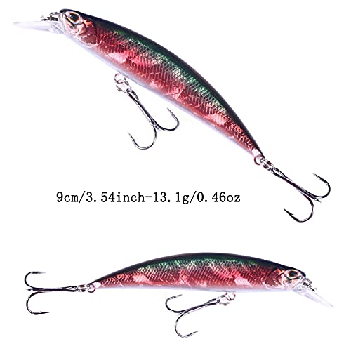 Jerk Baits for Bass Fishing, Jerkbait Fishing Lures, Minnow Lures Jerk Bait for Freshwater/Saltwater Fishing Lures for Trout Pike, 5pcs/10pcs with Box - color: H:3.54in/0.46oz/5pcs