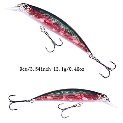 Jerk Baits for Bass Fishing, Jerkbait Fishing Lures, Minnow Lures Jerk Bait for Freshwater/Saltwater Fishing Lures for Trout Pike, 5pcs/10pcs with Box - color: H:3.54in/0.46oz/5pcs
