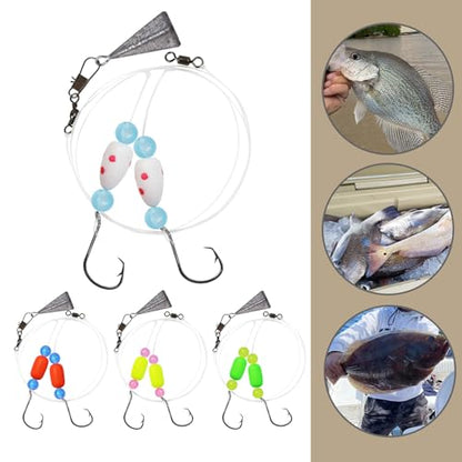 Pompano Rigs for Surf Fishing Saltwater Floats Catfishing Pompano Fishing Rigs with Double Circle Hooks and Pyramid Sinker 5pcs/8pcs - color: 8pcs Mixed packing Pompano Rigs