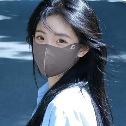 3D Ice Silk Cooling Sun Protection Face Mask, Breathable Cycling Mask with Adjustable Ear Loops, Reusable Summer Face Cover - color: Deep Grey