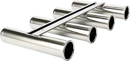 Amarine Made 4 Tube Fishing Rod Rack Mirror Finish Stainless Steel 316 Wall / Side Mounted Rod Holder for Boat Yacht