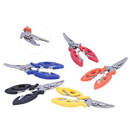 Pssopp 5-Piece Fishing Tool Set, Stainless Steel Pliers with Hook Remover, Curved Scissors, Braid Line Cutters, Split Ring Tool