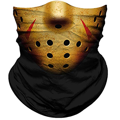 Obacle Bandana Face Mask Neck Gaiter Tube Mask Men Women for Sun Dust Protection - color: Dark Gold Face With Black Holes