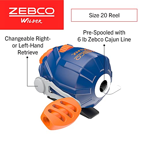 Zebco Wilder Fishing Reel and Rod Combo, 4'3" Durable Fiberglass Rod with Built-In Carabiner, Patented No-Tangle Reel, Pre-Spooled with 6-Pound Zebco Cajun Fishing Line - style: Spincast Reel - 2pc Rod