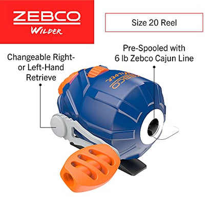 Zebco Wilder Fishing Reel and Rod Combo, 4'3" Durable Fiberglass Rod with Built-In Carabiner, Patented No-Tangle Reel, Pre-Spooled with 6-Pound Zebco Cajun Fishing Line - style: Spincast Reel - 2pc Rod