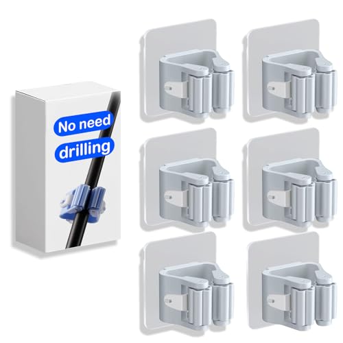 Gray 6-Pack Fishing Rod Holders for Garage, Wall, Boat – No-Drill Adhesive Rod Rack for 0.08"-0.79" Fishing Poles – Modular Storage Clips for Home, Car, Deck, and More - color: grey