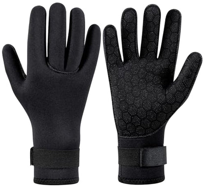 SUJAYU 3mm Neoprene Gloves Diving Gloves Wetsuit Gloves, Anti Slip Fishing Gloves Surfing Glove with Adjustable Wrist Strap, Water Proof Gloves Pool Glove Swim Gloves Ice Fishing Gloves - size: Small