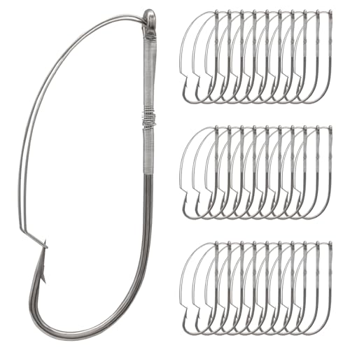 Weedless Wacky Rig Hooks - Super Strong Bass Fishing Hooks with Wire Guard, Sharp High Carbon Steel Metal Hooks for Freshwater & Saltwater - size: 3/0
