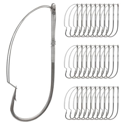 Weedless Wacky Rig Hooks - Super Strong Bass Fishing Hooks with Wire Guard, Sharp High Carbon Steel Metal Hooks for Freshwater & Saltwater - size: 3/0