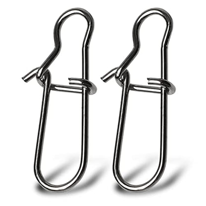 Atibin Duo Lock Fishing Snap Stainless High Strength Fishing Snap Swivel Quick Change Fishing Snap Clip Black Nickel 24lb-209lb - size: Size6 (103lb) 100 pcs