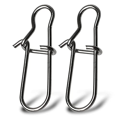 Atibin Duo Lock Fishing Snap Stainless High Strength Fishing Snap Swivel Quick Change Fishing Snap Clip Black Nickel 24lb-209lb - size: Size7 (145lb) 50 pcs