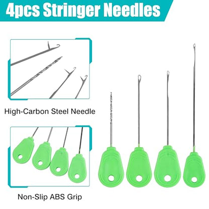 Carp Fishing Hair Rig Kits,26pcs/30pcs Sets Curved Barbed Carp Hook Swivel Boilies Bait Stops and Stringers Needle Fishing Bait Rigs Braided Thread Line Carps Fishing Accessories - color: Size 2#-8#(4 Packs) - 30pcs