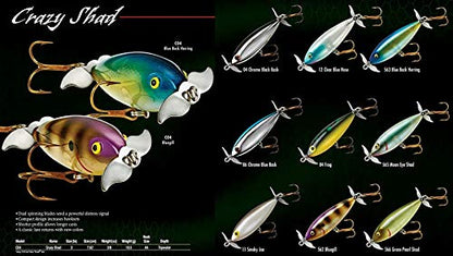 Cotton Cordell Crazy Shad Spinning Topwater Fishing Lure, 3 Inch, 3/8 Ounce - color: Clear Blue Nose