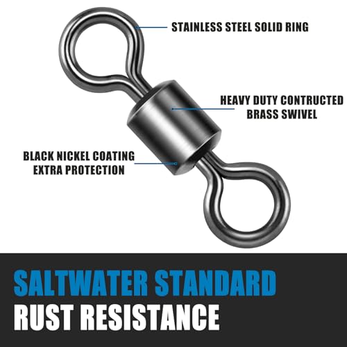 Dr.Fish Barrel Fishing Swivels, Available from #12-#12/0, Stainless Swivels Fishing Tackle Saltwater, Freshwater, Leader/Line/Lure Connector - size: #12/0(2.25")-1323LB-20 Pack