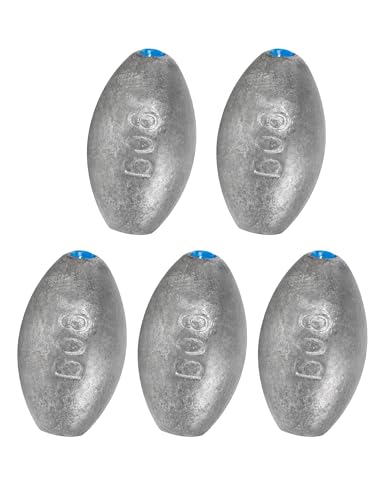 BLUEWING Egg Sinkers Fishing Weights Oval Shaped Fishing Sinkers Lead Fishing Sinker for Saltwater Fishing，1/8 oz to 7 oz - size: #8 3oz, 5pcs