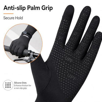 Full Finger UV Protection Gloves Driving Gloves Women, Breathable Touchscreen UPF Glove Sun Protection Glove - color: Black, size: One Size