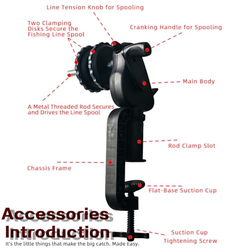 Protable Fishing Line Winders Spooler Stable Spooler Machine Adjustable Spooling Station for Quick Line Loading Spooling Station
