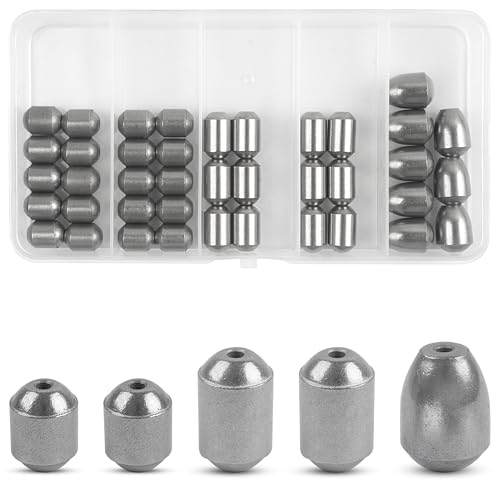 Egg Sinkers Fishing Weights Kit, 23/40pcs Fishing Weights Sinkers Slip Sinkers Catfish Weights Bass Casting Sinker Weights Lead Free Fishing Weights for Freshwater Saltwater Fishing - style: 40pcs Kit