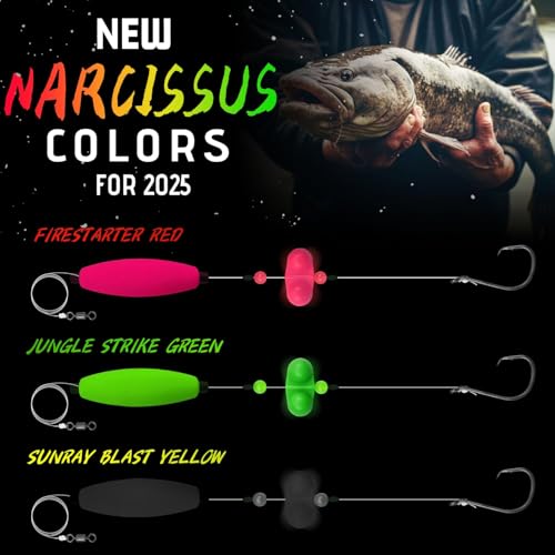 Narcissus Catfish Rigs Set – 6 Pre-Tied Rigs with 2 Sinker Sliders, Float Rigs Tackle, Santee Rig, Circle Hooks 6/0 – Complete & Ready-to-Use Kit - color: Hook Size 5/0-Weight 2 oz New