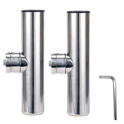 Amarine Made 2pcs Stainless Clamp on Fishing Rod Holder for Rails 7/8 Inch to 1 Inch