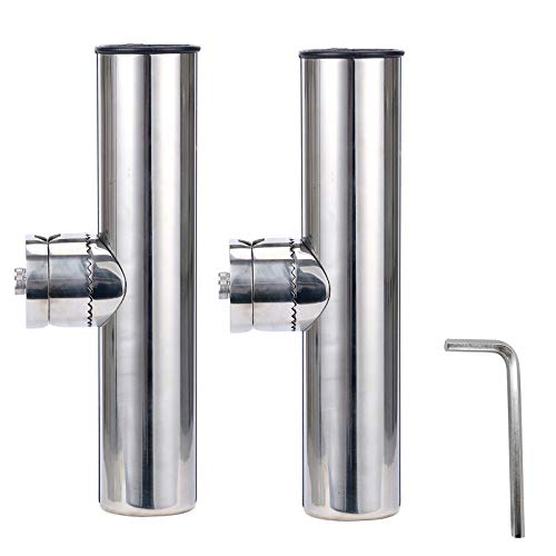 Amarine Made 2pcs Stainless Clamp on Fishing Rod Holder for Rails 7/8 Inch to 1 Inch