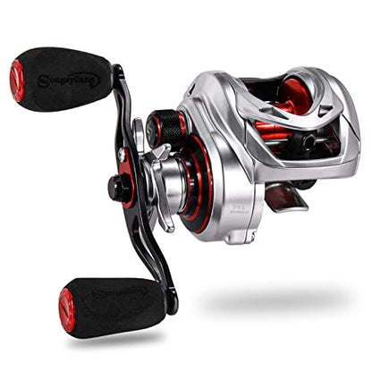 Sougayilang Baitcasting Reel – Lightweight Graphite Frame – 9 + 1 Anti-Reverse Ball Bearings, 8.0:1 High-Speed Gear Ratio Fishing Reel - color: Right-8.0:1