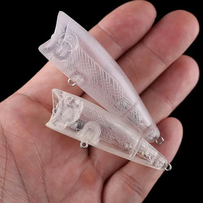 20PCS Unpainted Blanks Bait 2.56in/2.95in Topwater Rattle Popper DIY Handmade Artificial Fishing Lure Tackle