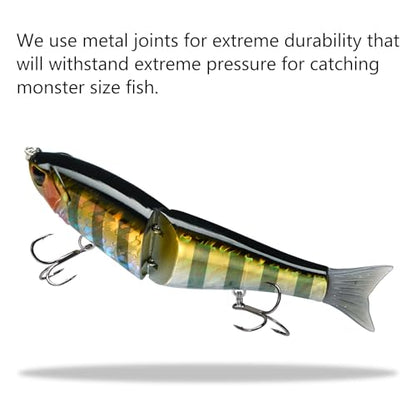 Bassdash SwimShad Glide Baits Jointed Swimbait Bass Pike Salmon Trout Muskie Fishing Lure,3-Pack - color: Striped Gill +Baby Bass +Sunny Gill, size: 7in/2.2oz