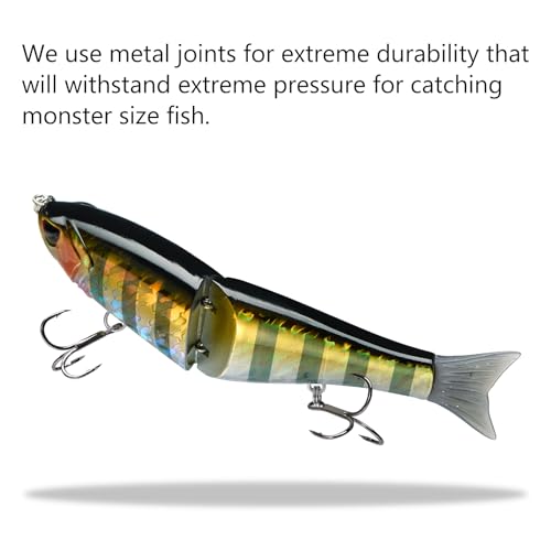 Bassdash SwimShad Glide Baits Jointed Swimbait Bass Pike Salmon Trout Muskie Fishing Lure,3-Pack - color: Striped Gill +Baby Bass +Sunny Gill, size: 4.5in/0.65oz