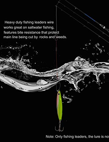 Fishing Leaders Line Steel Leaders Fishing Saltwater 125LB Fishing Leaders with Swivels and Snaps, 19.68in - color: Red
