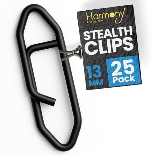 Harmony Fishing Stealth Clips (25 Pack) [Black Stainless] (Ultra-Strong, Fast-Swapping Universal Power Snaps for Fishing Lures) - size: 13mm (25# Test)