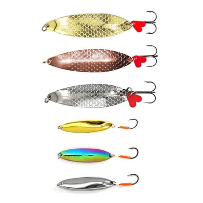Fishing Lures for Saltwater/Freshwater, Metal Trout Lures for Bass Walleye Pike, 5g Fishing Spoon with Single Hook - color: FS03