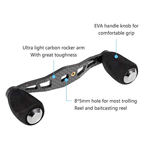 Lixada Carbon Fishing Reel Handle Carbon Baitcasting Trolling Reel Handle Left Right Ultralight Reels Handle Reels Crank - style: Without Converter