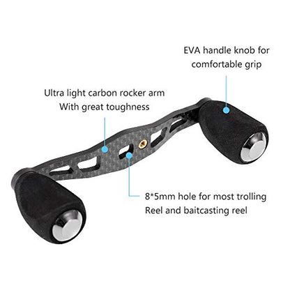 Lixada Carbon Fishing Reel Handle Carbon Baitcasting Trolling Reel Handle Left Right Ultralight Reels Handle Reels Crank - style: Without Converter