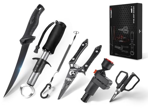 Piscifun Fishing Tool Kit, Stainless Steel Fishing Gear Set with Corrosion Resistant Tools for Freshwater Saltwater Fishing, Practical Fishing Gifts for Men and Anglers - style: 6PCS - Line Spooler Kit