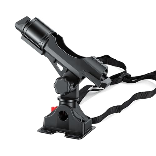 Fishing Rod Holder for Kayak and Boat, 360 Degree Adjustable with Protective Strap, for Inflatable Boats Canoes Kayaks Using Adjustable Straps or Pre-drilled Holes, Fishing Accessories