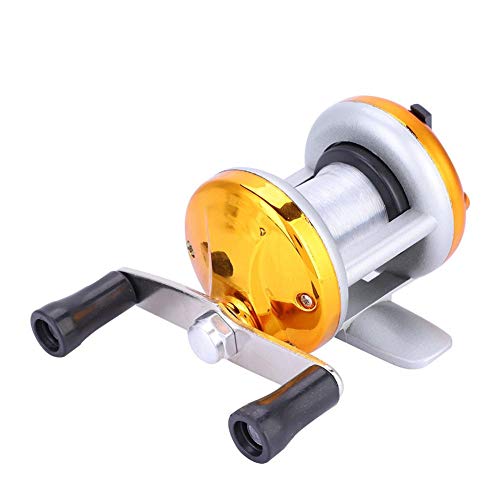 Portable Fishing Reel, Solid Construction Smooth Corrosion-Resistant Ice Fishing Wheel, Perfect for Outdoor Fishing Such As River Ice Fishing(Golden)
