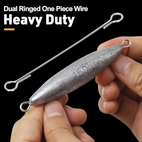 Through Wire Inline Torpedo Sinkers, Lead Double Ringed One Piece Wire Saltwater Fishing Torpedo Weights for Bottom Surf Fishing 1oz, 2oz, 3oz, 4oz, 5oz - size: 2 - 3/4 OZ, 4 PCS, style: A - Dual Ringed Torpedo