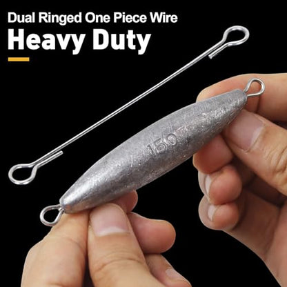 Through Wire Inline Torpedo Sinkers, Lead Double Ringed One Piece Wire Saltwater Fishing Torpedo Weights for Bottom Surf Fishing 1oz, 2oz, 3oz, 4oz, 5oz - size: 1 - 3/4 OZ, 7 PCS, style: A - Dual Ringed Torpedo