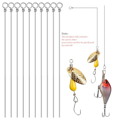 100 Pack Fishing Looped Spinner Shaft, Stainless Steel Spinner Bait Wire Fishing Lure Making Supplies - Lure Making Kit Rigs for Freshwater Bass, Trout, Walleye, Salmon, Catfish - size: 0.7*160mm