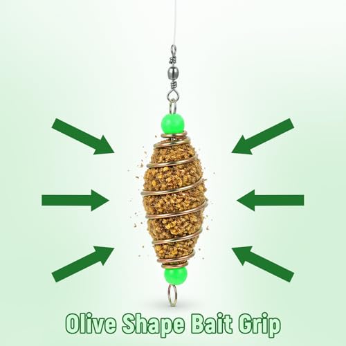 MAGICLULU Luminous Bead Spring Fish Bait Olive Shape Fishing Feeder Carp Bait Cage Fishing Accessories for Outdoor Angling