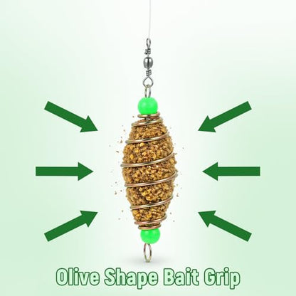 MAGICLULU Luminous Bead Spring Fish Bait Olive Shape Fishing Feeder Carp Bait Cage Fishing Accessories for Outdoor Angling