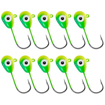Alwonder 10-Pack Floating Jig Heads Fishing Floats Jigs Lures High-Ball Floater Hook, Surf Fishing Trolling Rockfishing Pompano Rigs Floats for Bass, Walleye, Panfish, Perch, Trout, Redfish - color: (LC) Green Yellow, size: 1# Hook
